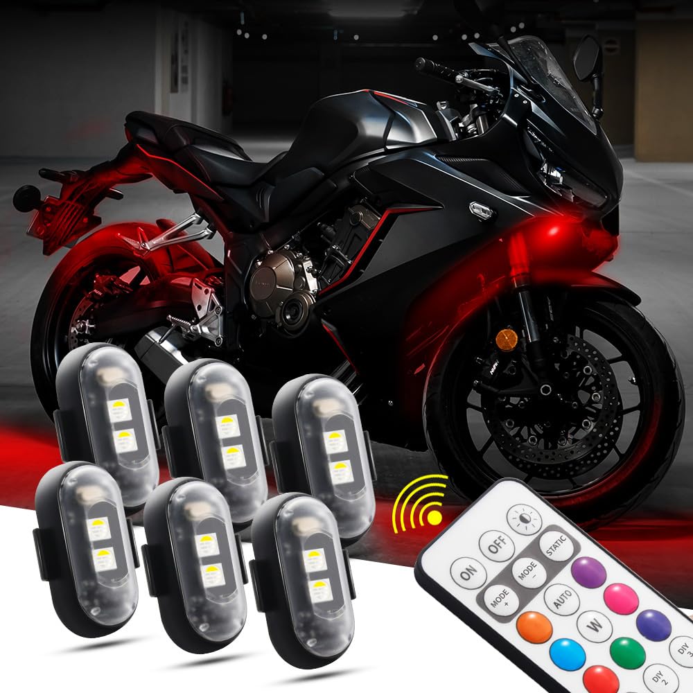 Universal Car LED Interior Atmosphere Lights - Wireless App Control & Music Sync | Customize Your Ride’s Ambience 6pcs