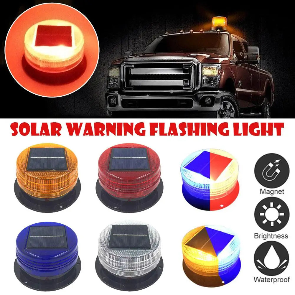 Wireless Solar-Powered Magnetic Warning Light – Emergency Strobe Beacon with Night Sensor for Cars, Trucks & Vehicles