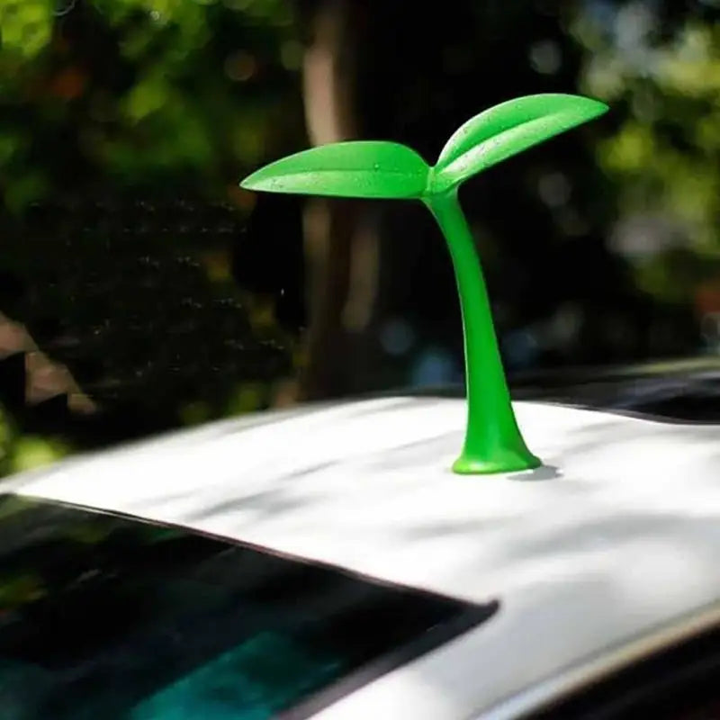 3D Green Sprout Car Roof Decoration Sticker – Unique Anti-Collision Ornament for Exterior Styling