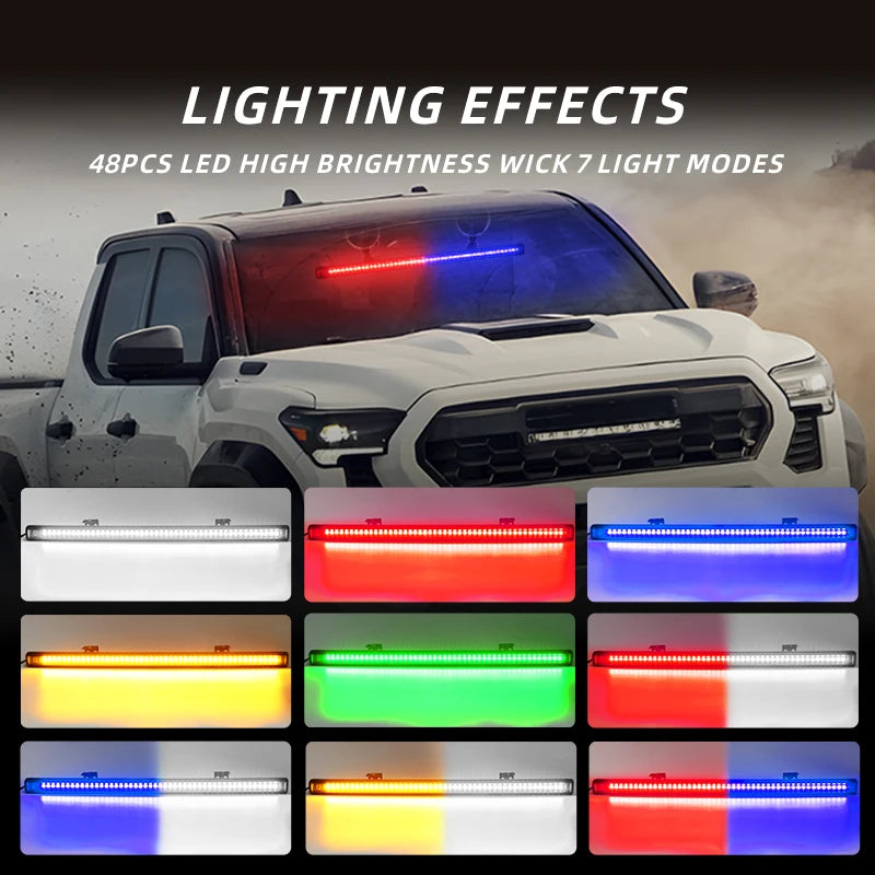 48 LED Car Strobe Light – Emergency Flashing Warning Light for Front & Rear Windshield, Roof, and Top Mount