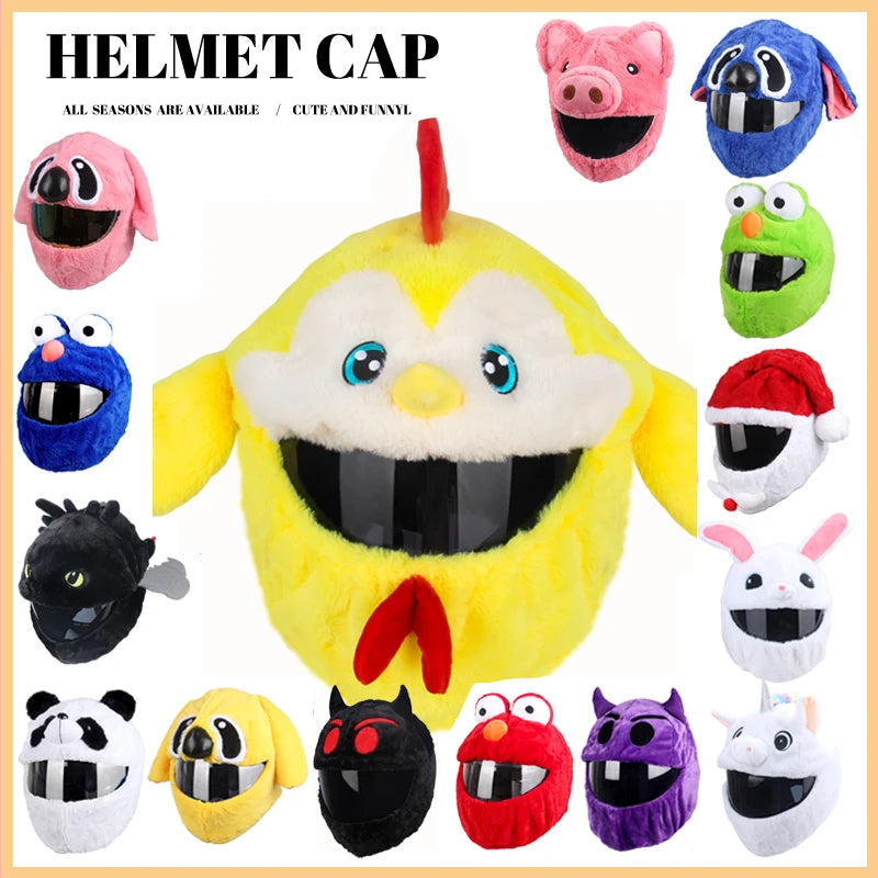 Trendy Cartoon Plush Helmet Cover – Fluffy Protective Headgear Cover for Motorcycle Full-Face Helmets