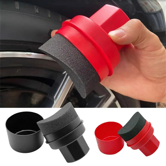 Car Tire Waxing Sponge with Lid - Curved Wax Applicator Pad for Easy Tire Cleaning & Detailing