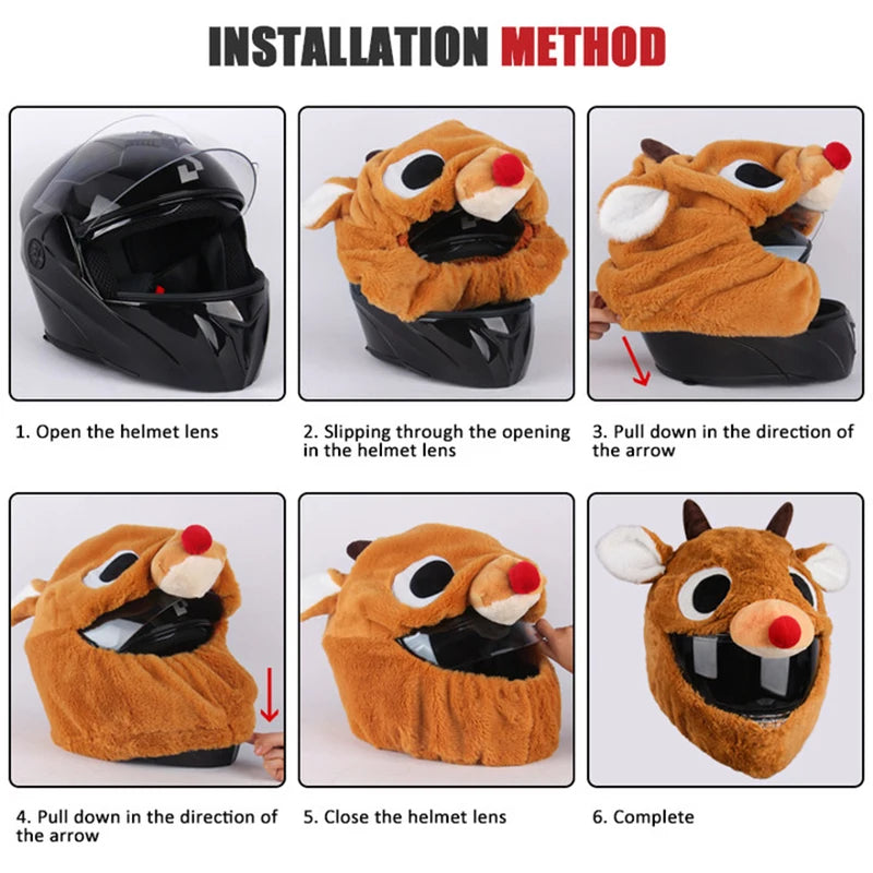 Trendy Cartoon Plush Helmet Cover – Fluffy Protective Headgear Cover for Motorcycle Full-Face Helmets