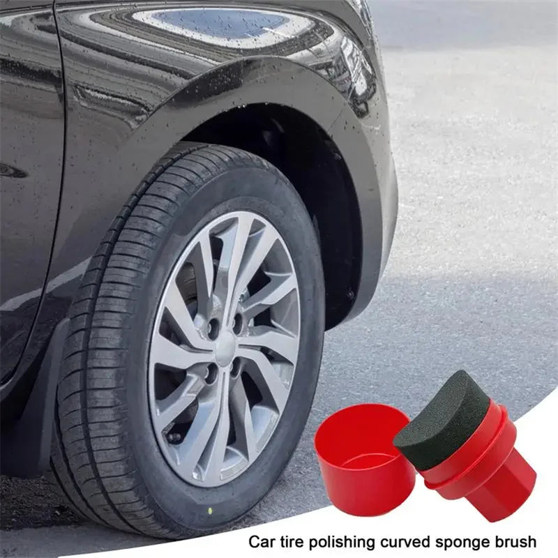 Car Tire Waxing Sponge with Lid - Curved Wax Applicator Pad for Easy Tire Cleaning & Detailing