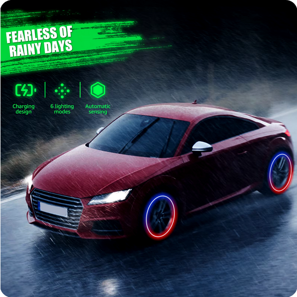 LED Tire Wheel Lights for Cars - Waterproof Neon Rim Lights | Legal for Street Use, Fits Most Tires