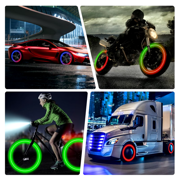 LED Tire Wheel Lights for Cars - Waterproof Neon Rim Lights | Legal for Street Use, Fits Most Tires